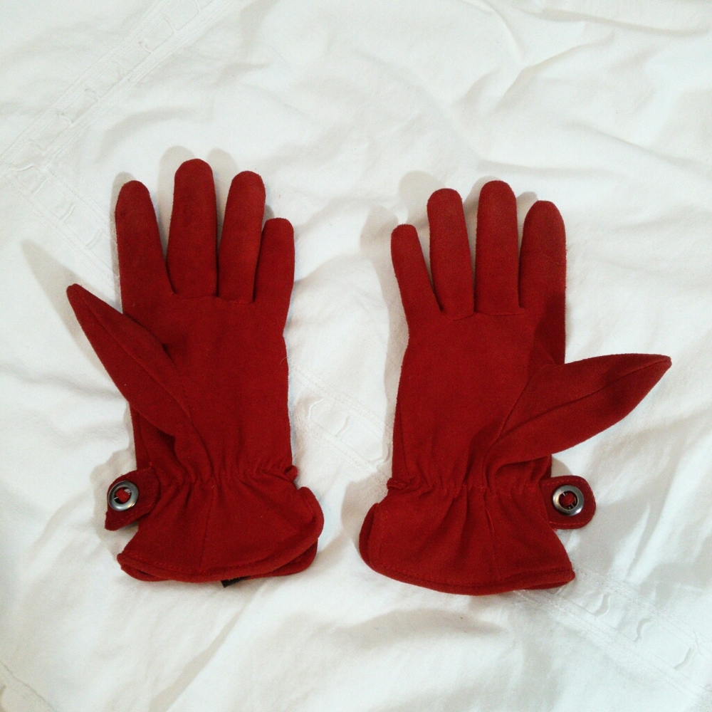 Gorgeous royal red suede gloves